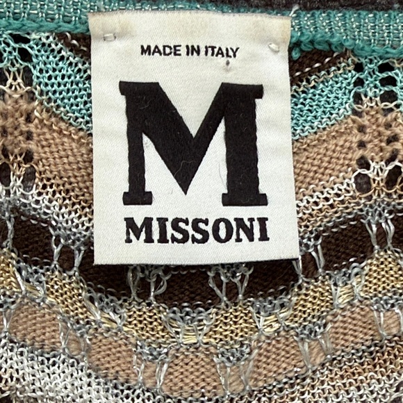 Missoni sz 4 Chevron Patterned Wrap Top - Teal and Brown made in Italy Y2K VGUC - Picture 5 of 7